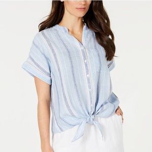 Charter Club Linen Striped Tie Top, Macy’s